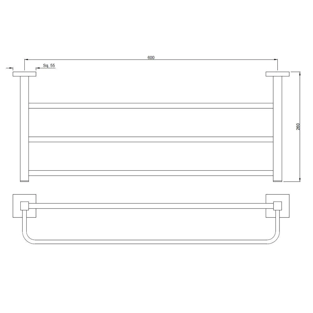 Jaquar Towel Rack 600mm long with Lower Hangers Kubix Prime Bathroom Accessories series AKP-BLM-35781PS Black Matt - image 2