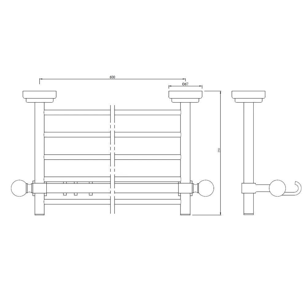 Jaquar Towel Rack 600mm long with Lower Hangers Queen's series AQN-BLM-7781 Black Matt - image 2
