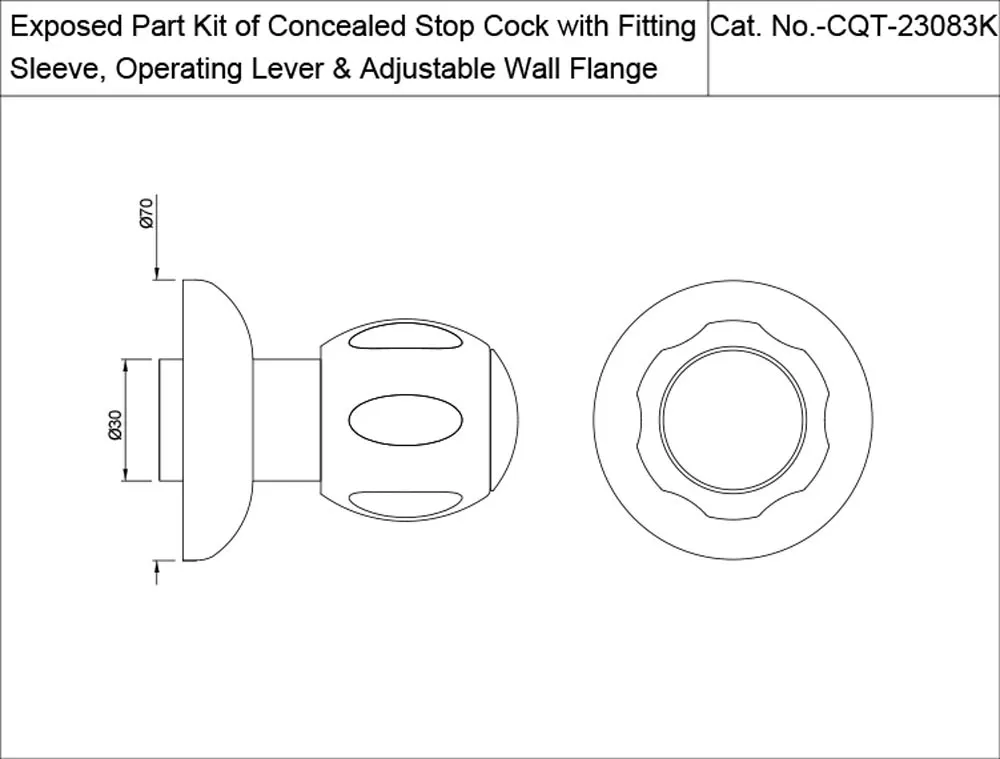 Jaquar Concealed Stop Valve Exposed Parts Kit with Operating Lever Clarion series CQT-CHR-23083K Chrome - image 2