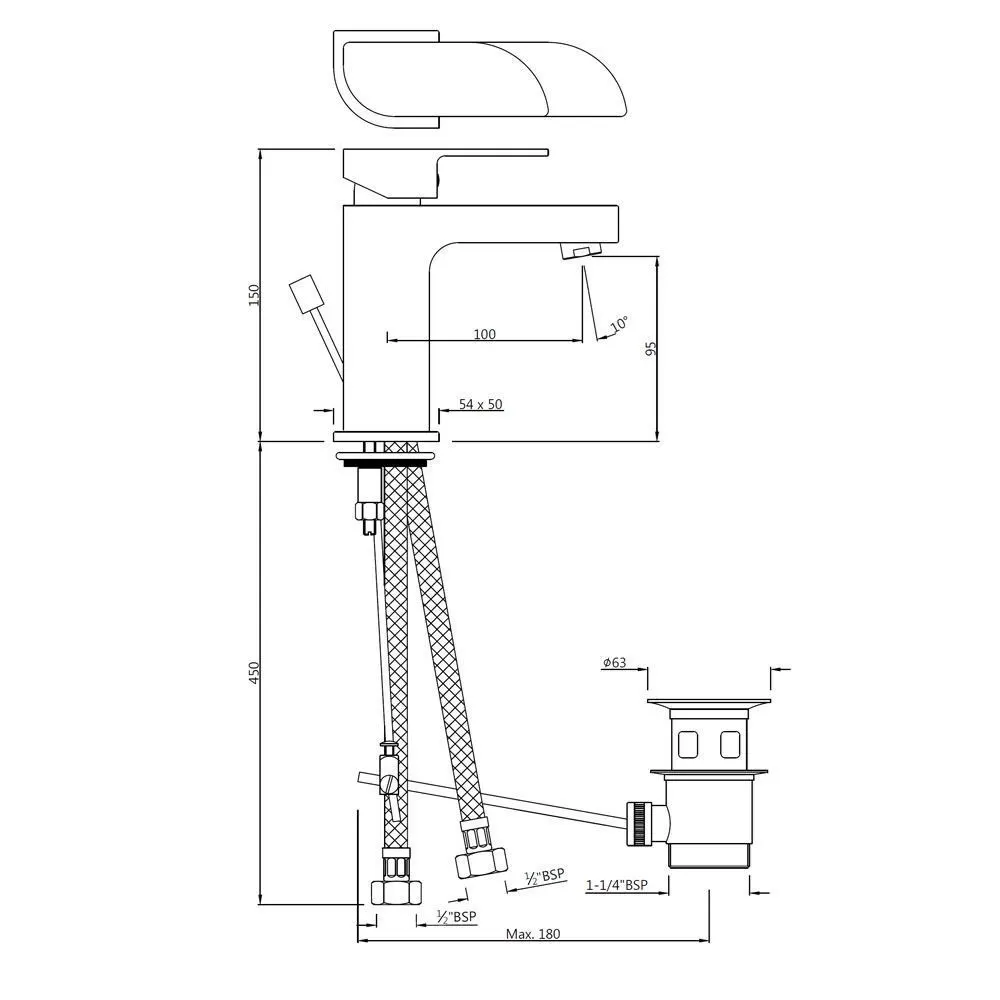 Jaquar Basin Mixer with Popup Waste, 450mm Braided Hoses Alive series ALI-BCH-85051B Black Chrome - image 2