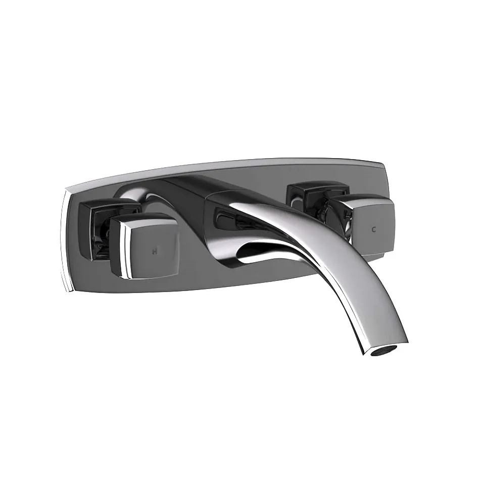 Jaquar Basin Mixer with Two Concealed Valves, Wall Mounted Arc series ARC-BCH-87433 Black Chrome - image 1