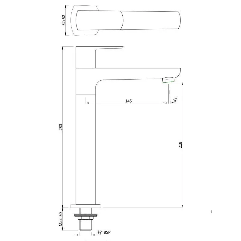Jaquar Tall Boy Basin Tap with 190mm Extension Body Kubix Prime series KUP-BLM-35021PM Black Matt - image 2