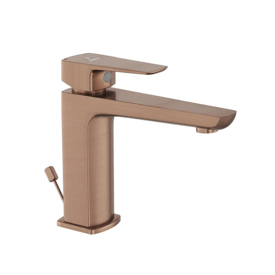 Jaquar Basin Mixer with Popup Waste, 450mm Braided Hoses Kubix Prime series KUP-ACR-35051BPM Antique Copper - image 1
