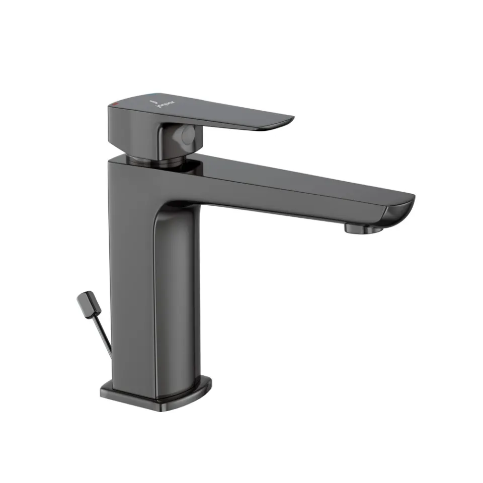 Jaquar Basin Mixer with Popup Waste, 450mm Braided Hoses Kubix Prime series KUP-BCH-35051BPM Black Chrome - image 1
