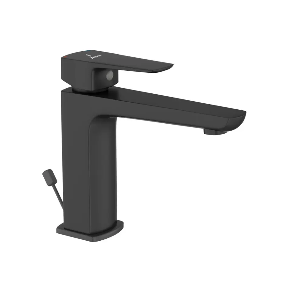 Jaquar Basin Mixer with Popup Waste, 450mm Braided Hoses Kubix Prime series KUP-BLM-35051BPM Black Matt - image 1