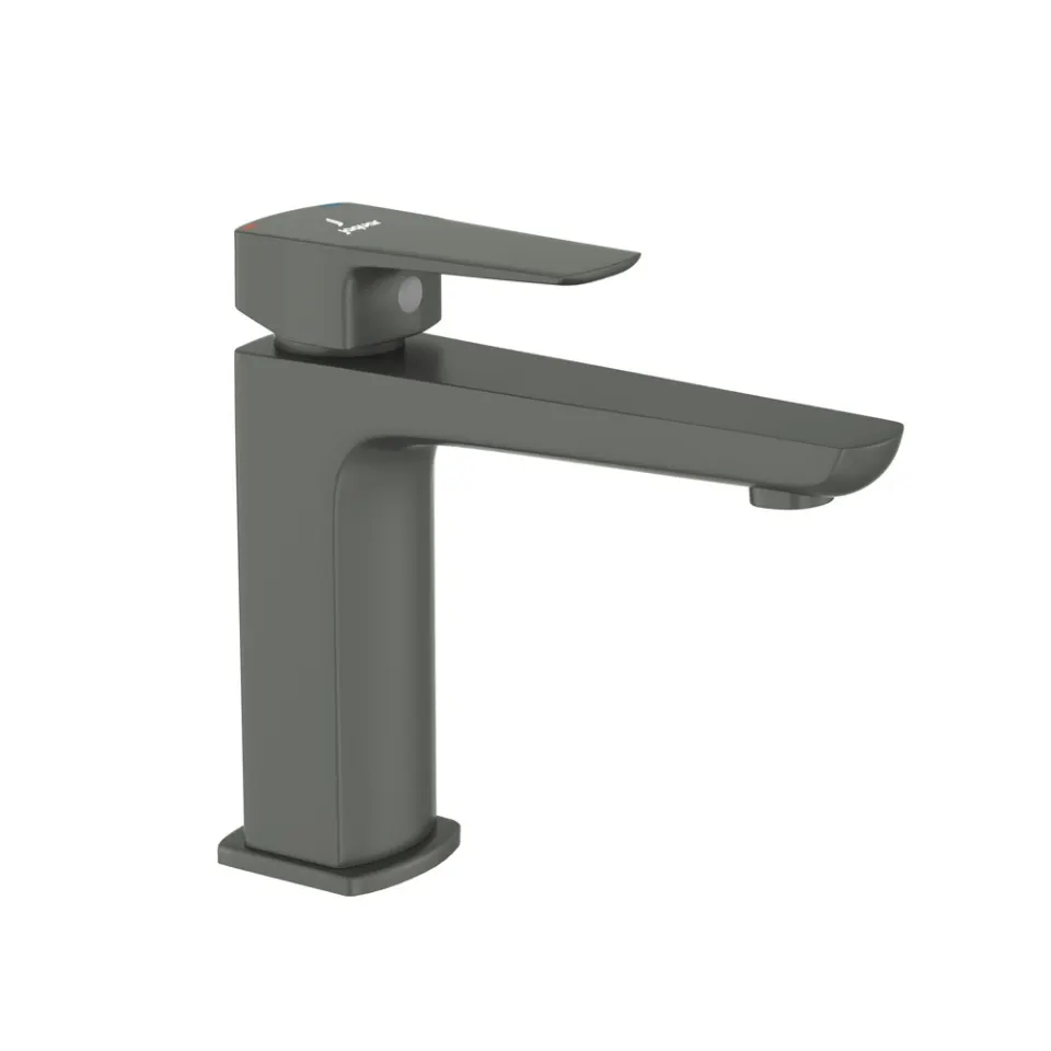 Jaquar Basin Mixer without Popup Waste, 450mm Braided Hoses Kubix Prime series KUP-GRF-35011BPM Graphite - image 1