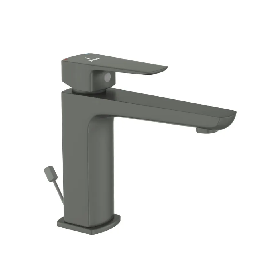 Jaquar Basin Mixer with Popup Waste, 450mm Braided Hoses Kubix Prime series KUP-GRF-35051BPM Graphite - image 1