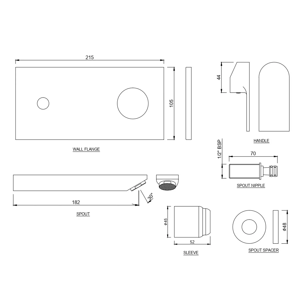 Jaquar Basin Mixer Exposed Part Kit, Wall Mounted, with Spout Lyric series LYR-CHR-38233NK Chrome - image 2