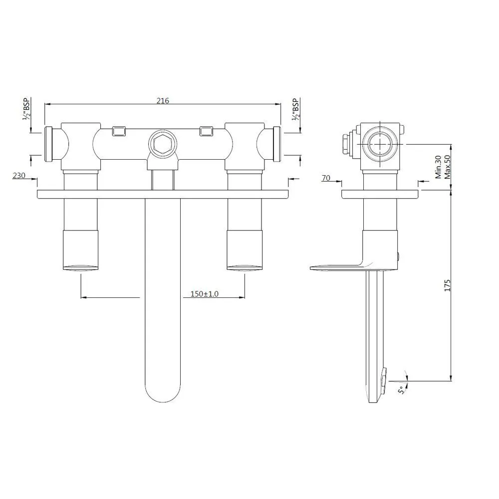 Jaquar Two Concealed Valve Basin Mixer for Wall Mounting Opal Prime series OPP-CHR-15433PM Chrome - image 2