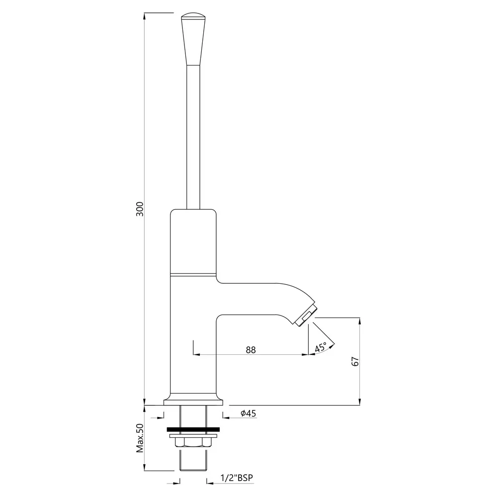Jaquar Straight Line Auto Closing Pillar Tap with Elbow Lever Pressmatic series PRS-CHR-001MED Chrome - image 2