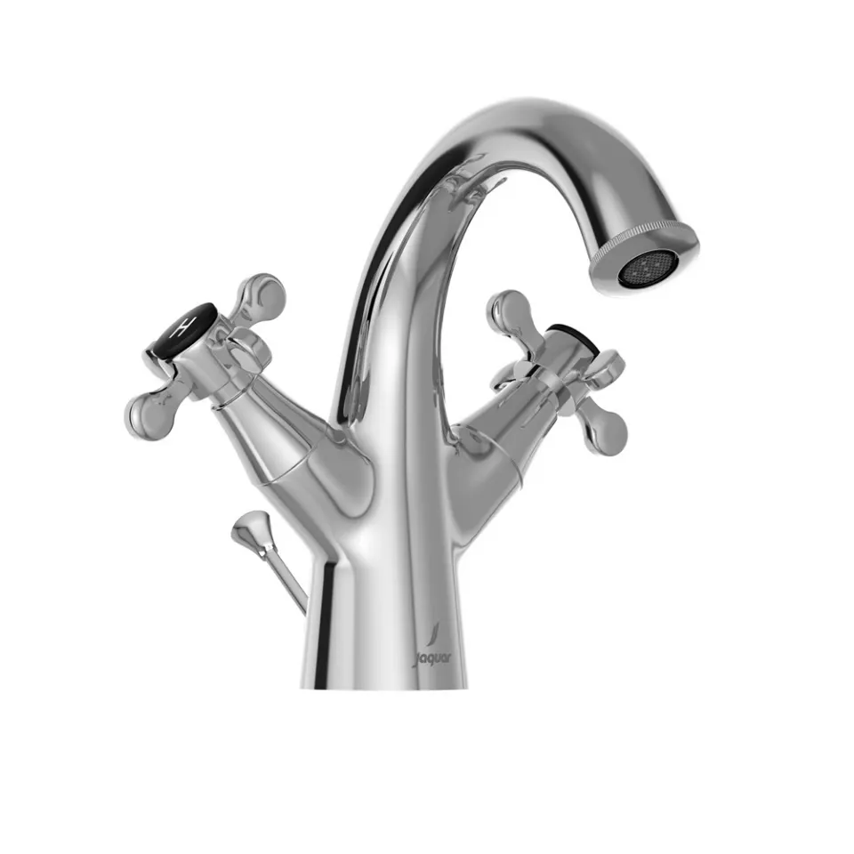 Jaquar Single Hole Basin Mixer with Popup Waste, 450mm Braided Hoses Queens Prime series QQP-CHR-7169BPM Chrome - image 1