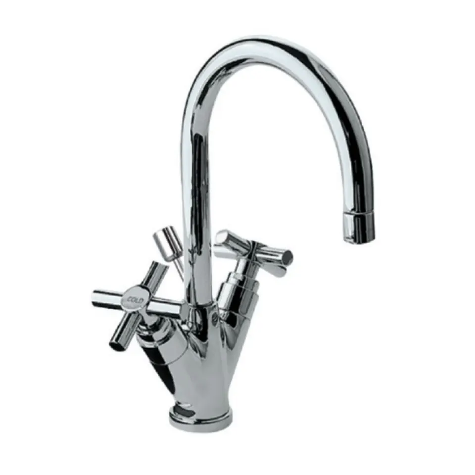 Jaquar Single Hole Basin Mixer with Popup Waste, 450mm Hoses, 15mm Cartridge Solo series SOL-CHR-6169B Chrome - image 1