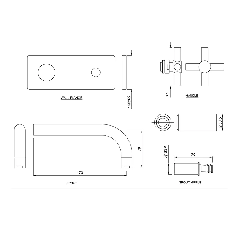 Jaquar Exposed Part Kit for Single Concealed Valve with Basin Spout Solo series SOL-CHR-6441K Chrome - image 2