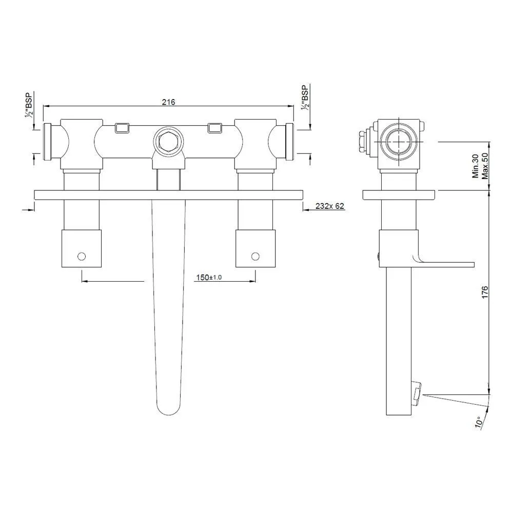 Jaquar Two Concealed Valve Basin Mixer for Wall Mounting Vignette Prime series VGP-ABR-81433 Antique Bronze - image 2