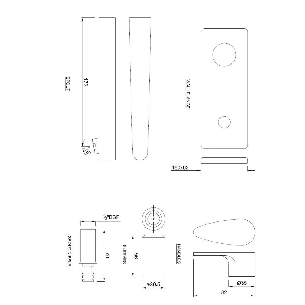 Jaquar Exposed Part Kit for Single Concealed Valve with Basin Spout Vignette Prime series VGP-ABR-81441K Antique Bronze - image 1