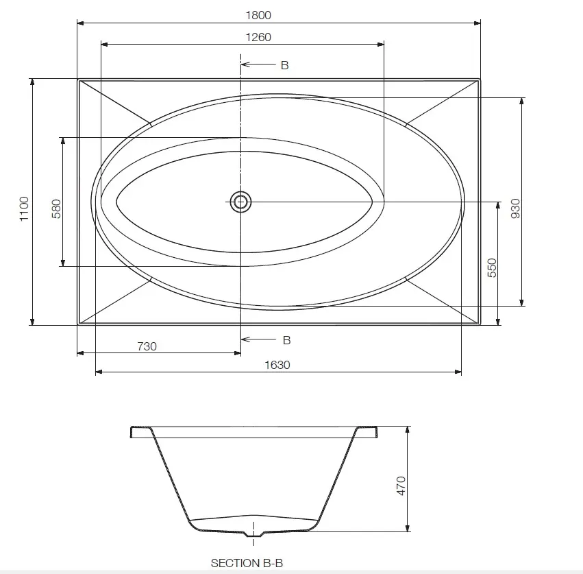 Jaquar D'Arc Built-In Bathtub, 1800 x 1100 x 470 mm JBT-WHT-DARC180X Standard - image 2