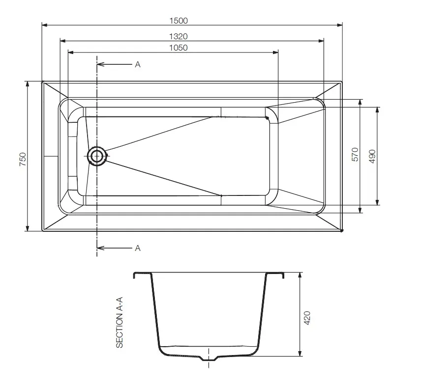 Jaquar Fonte Built-In Bathtub, 1500 x 750 x 420 mm JBT-WHT-FONT150X Standard - image 2