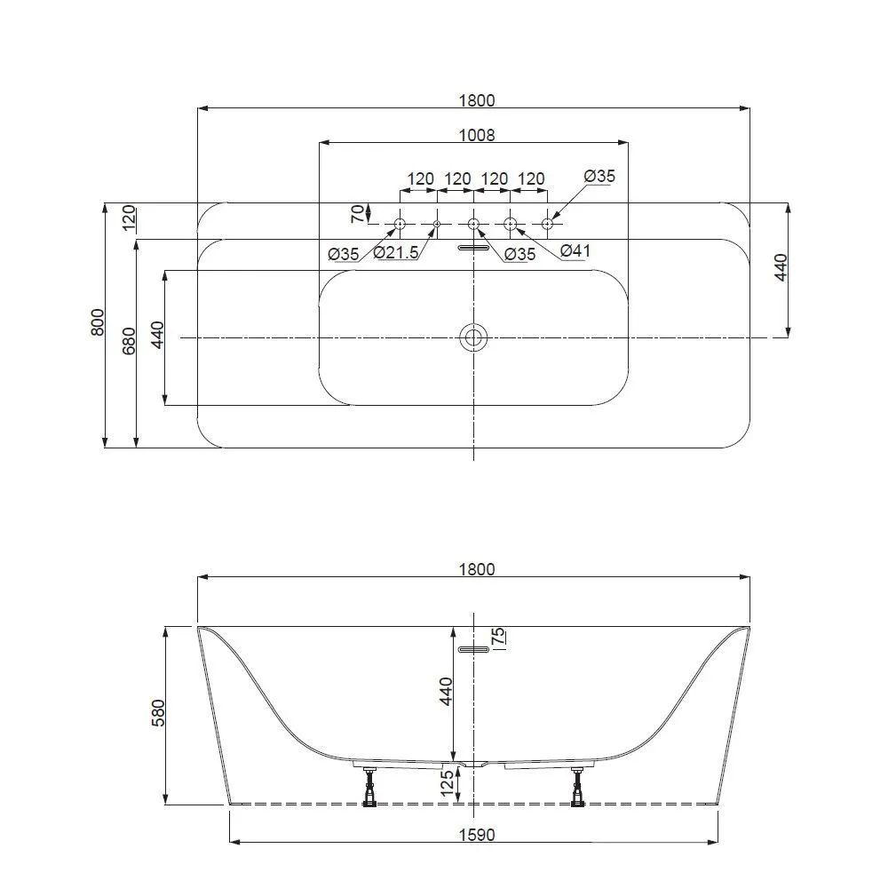 Jaquar Laguna Freestanding Bathtub, 1800 x 800 x 440 mm JBT-WHT-FSBTLG6005 Standard - image 2