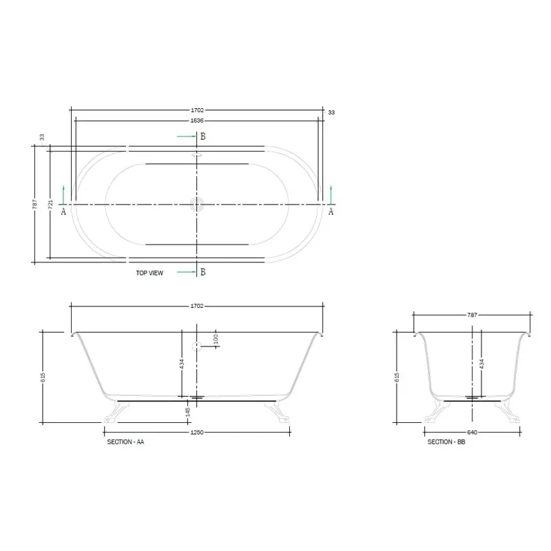 Jaquar Queens Freestanding Bathtub, 1702 x 787 x 434 mm JBT-WHT-FSBTMAD1778 Standard - image 2