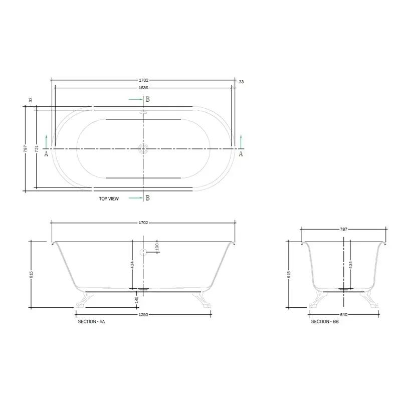 Jaquar Queens Freestanding Bathtub, 1702 x 787 x 434 mm JBT-WHT-FSBTMAD1778G Standard - image 2