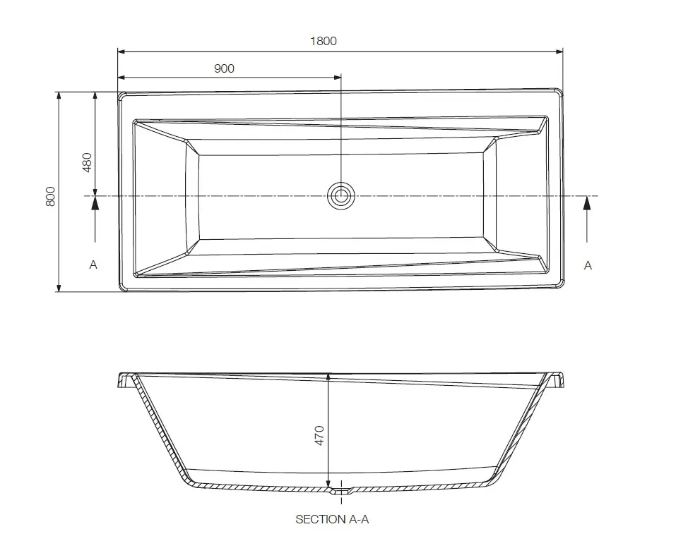 Jaquar Kubix Built-In Bathtub, 1800 x 800 x 470 mm JBT-WHT-KUBIX180X Standard - image 2