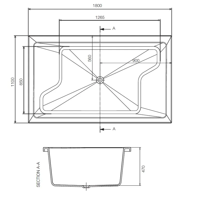 Jaquar Kubix Prime Built-In Bathtub, 1800 x 1100 x 470 mm JBT-WHT-KUBIXP180X Standard - image 2