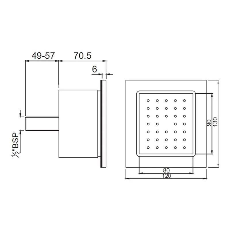 Jaquar Body Shower 130x120mm Rectangular Shape Body Showers series BSH-ABR-1771 Antique Bronze - image 2