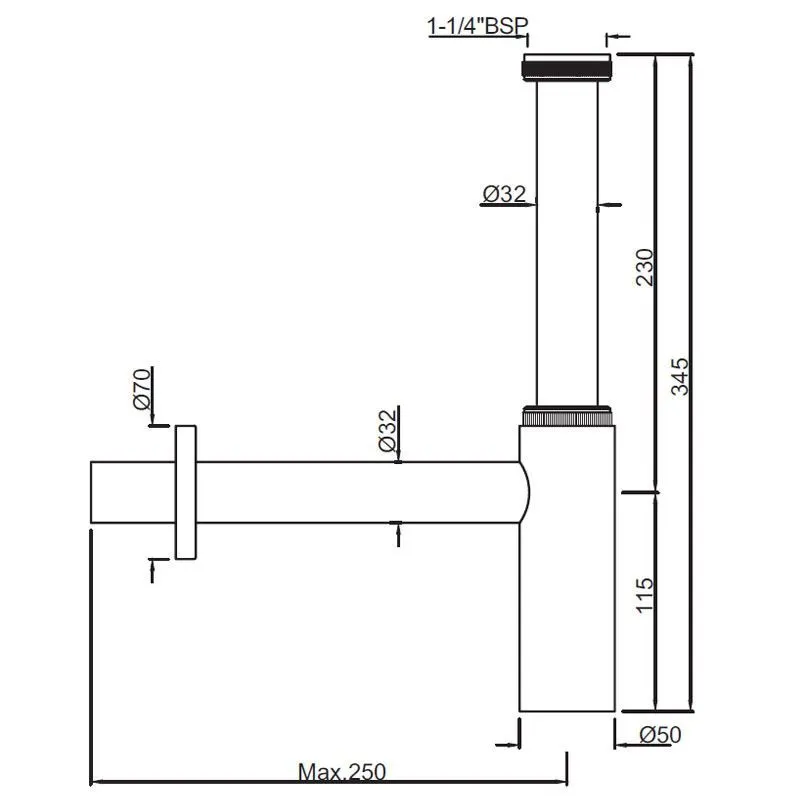 Jaquar Bottle Trap Allied series ALD-BCH-769L250X190 Black Chrome - image 2