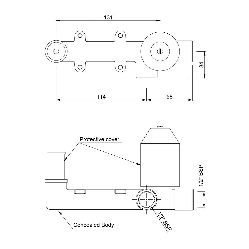 Jaquar Concealed Body for Single Lever wall mounted Basin Mixer Allied series ALD-CHR-233NPSO Chrome - image 2