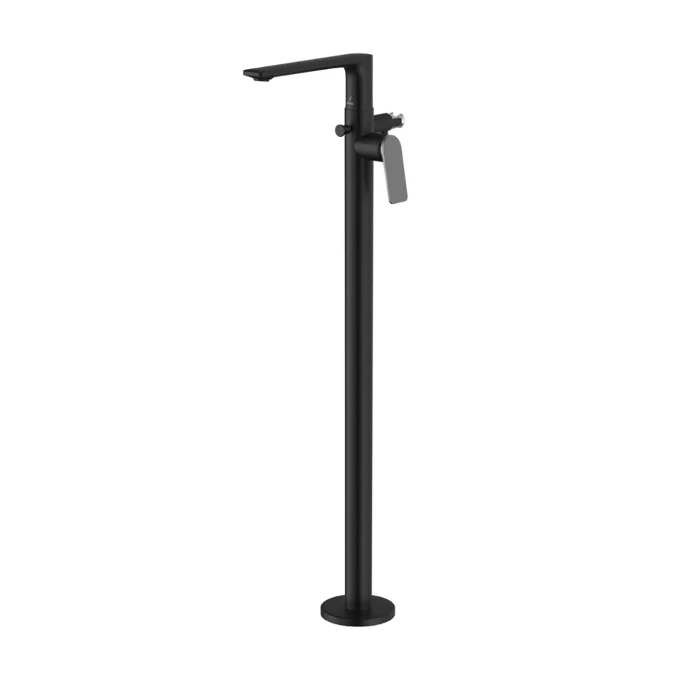 Jaquar Exposed Parts of Floor Mounted Single Lever Bath Mixer - Lever: Black Chrome | Body: Black Matt Laguna Faucets series LAG-BBC-91121K Standard - image 1