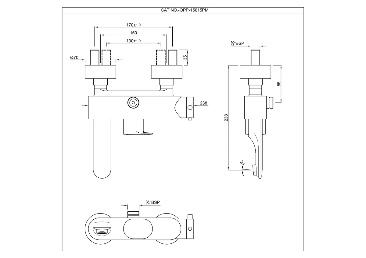 Jaquar Exposed Thermostatic Bath & Shower Mixer Thermostatic Mixers series OPP-BCH-15615PM Black Chrome - image 2