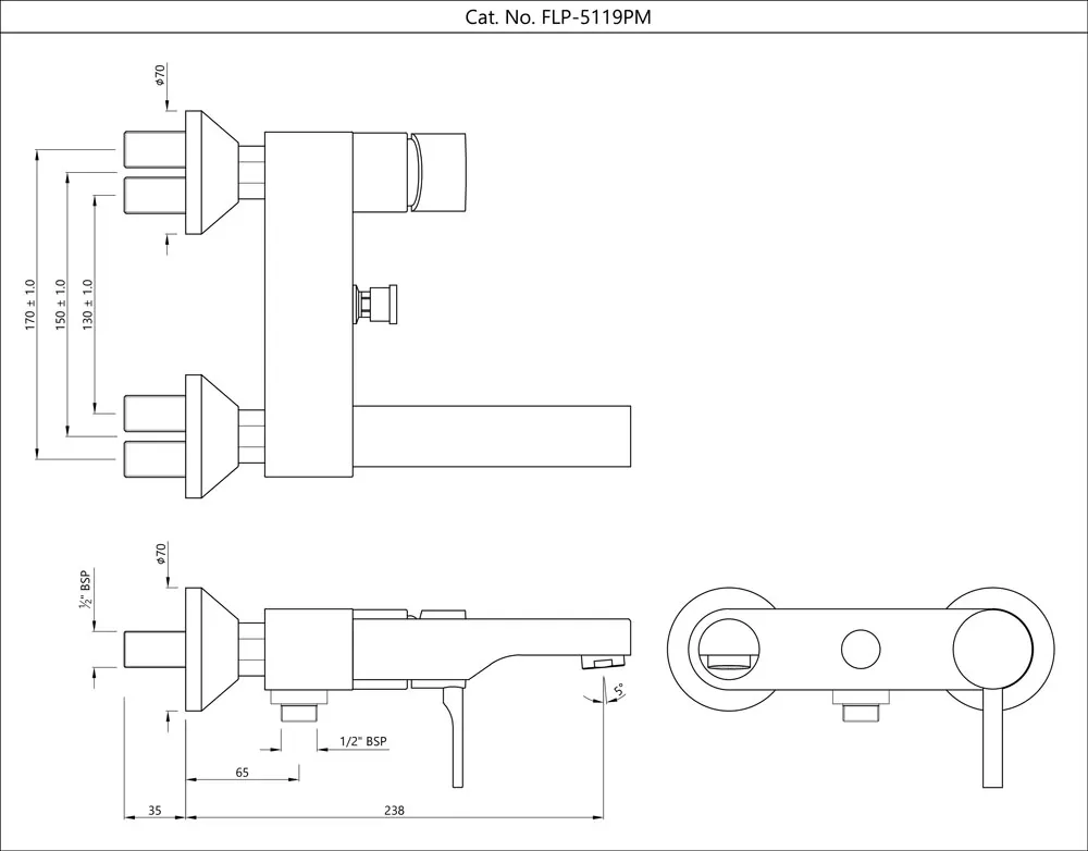Jaquar Single Lever Wall Mixer Florentine Prime series FLP-BCH-5119PM Black Chrome - image 2