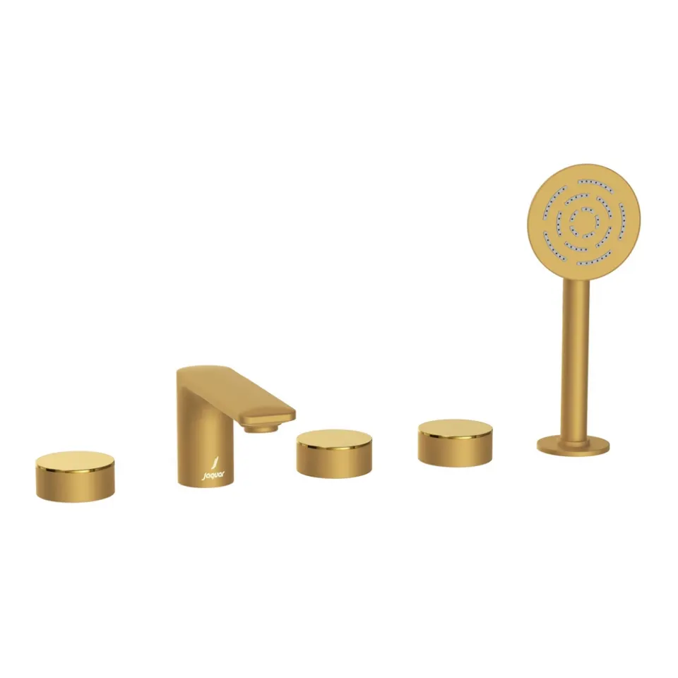 Jaquar 5-Hole Bath Tub Mixer - Lever: Gold Bright PVD | Body: Gold Matt PVD Laguna Faucets series LAG-GMG-91287 Standard - image 1