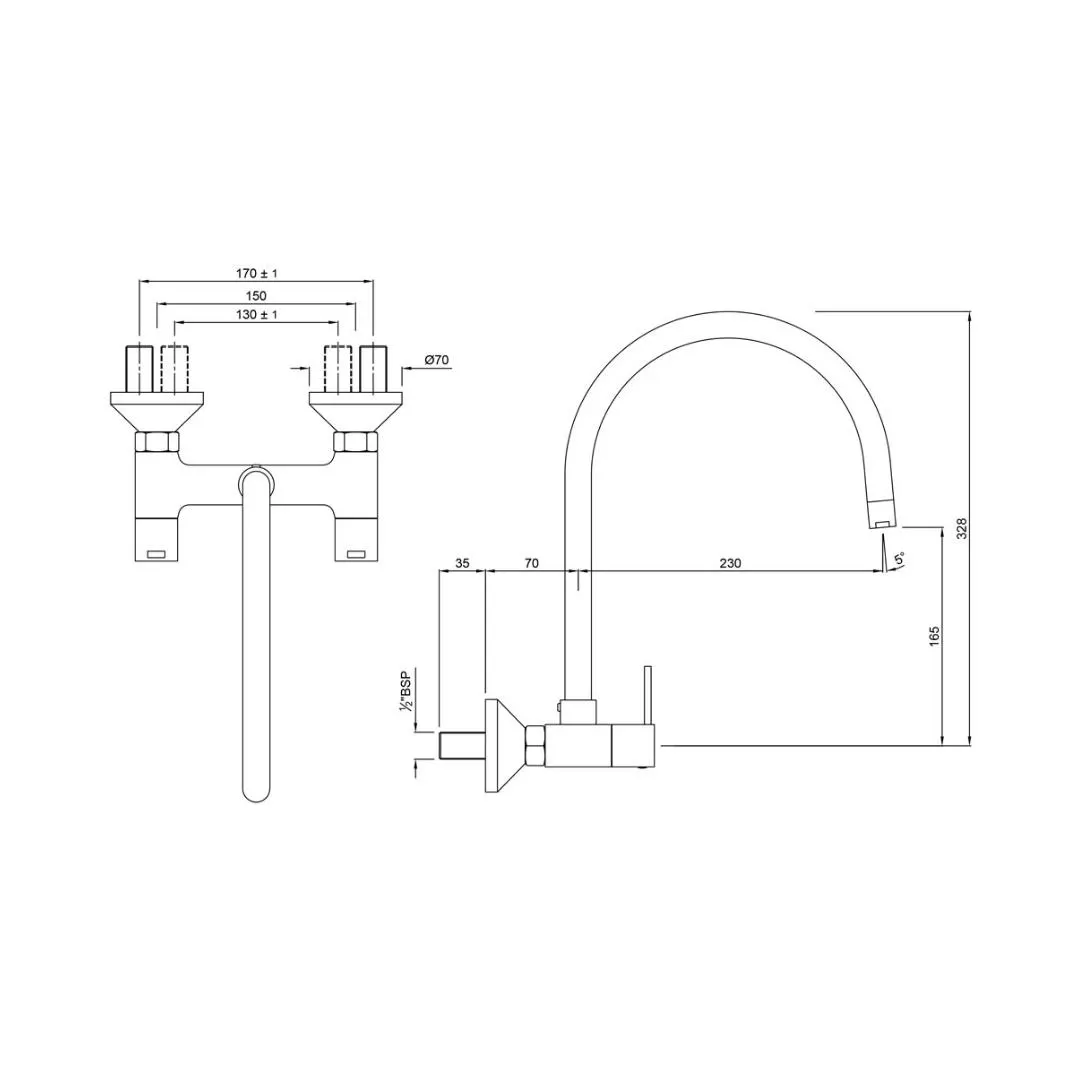 Jaquar wall mounted regular kitchen sink mixer D'Arc DRC-37309 with swinging spout in chrome finish DRC-CHR-37309 Standard - image 2