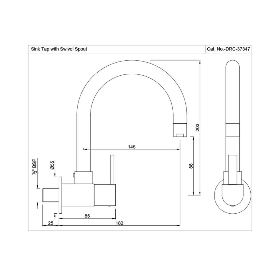 Jaquar wall mounted regular kitchen sink tap D'Arc DRC-37347S with swinging spout in chrome finish DRC-CHR-37347S Standard - image 2
