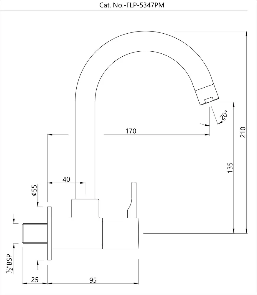 Jaquar Sink Tap, Wall Mounted, Regular Swinging Spout Florentine Prime series FLP-BLM-5347PM Black Matt - image 2