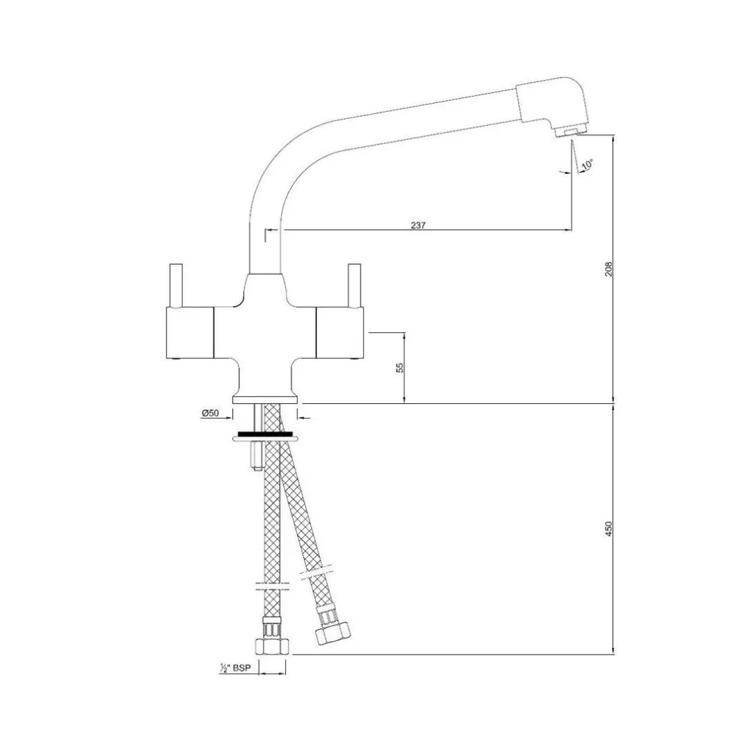 Jaquar table mounted regular kitchen sink mixer Florentine FLR-5319NB with swinging spout in chrome finish FLR-CHR-5319NB Standard - image 2