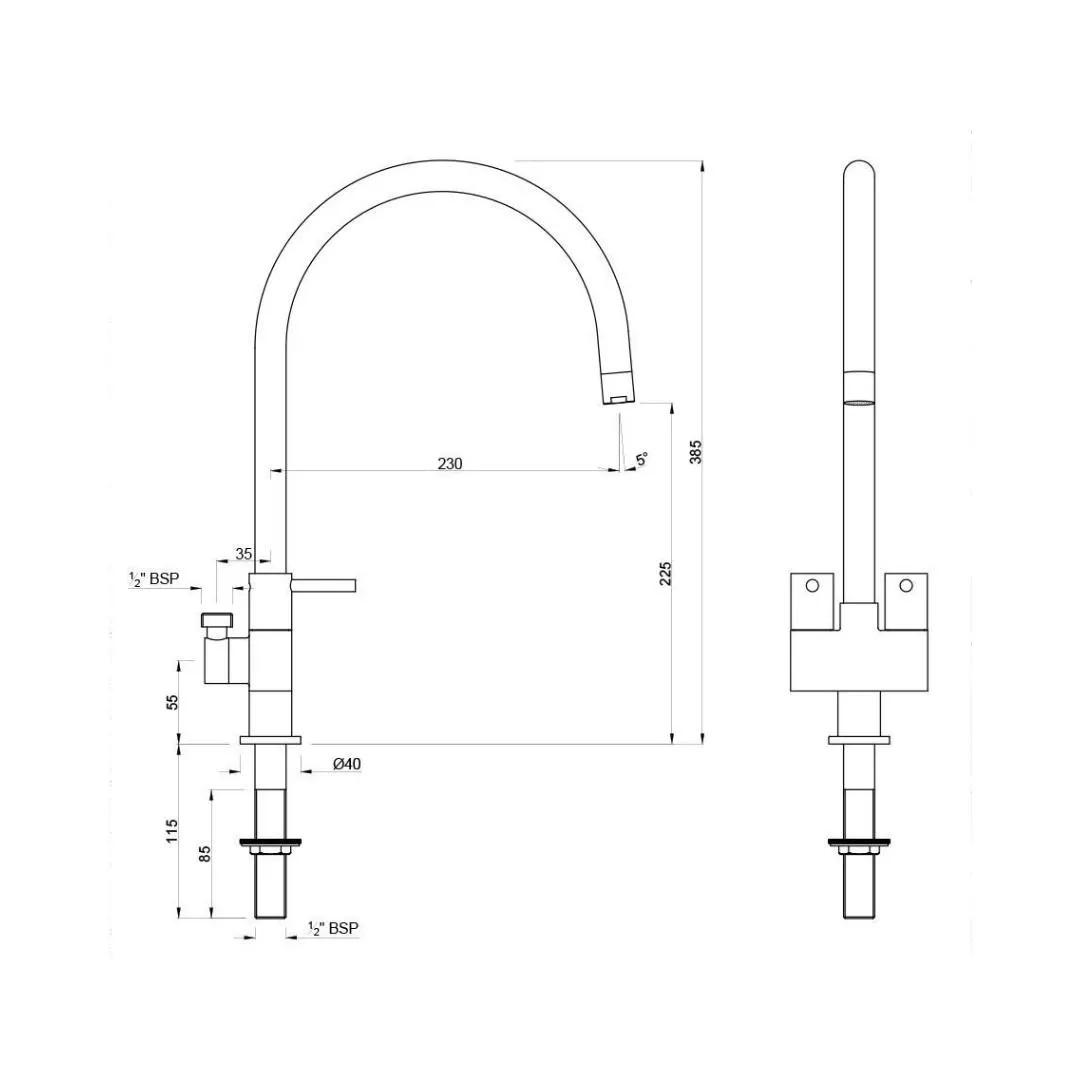 Jaquar table mounted regular kitchen sink tap Florentine FLR-5355N with swinging spout in chrome finish FLR-CHR-5355N Standard - image 2