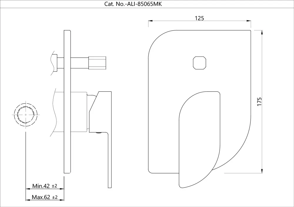 Jaquar 2 Way Diverter Exposed Parts Kit, Normal Flow Alive series ALI-BLM-85065MK Black Matt - image 2