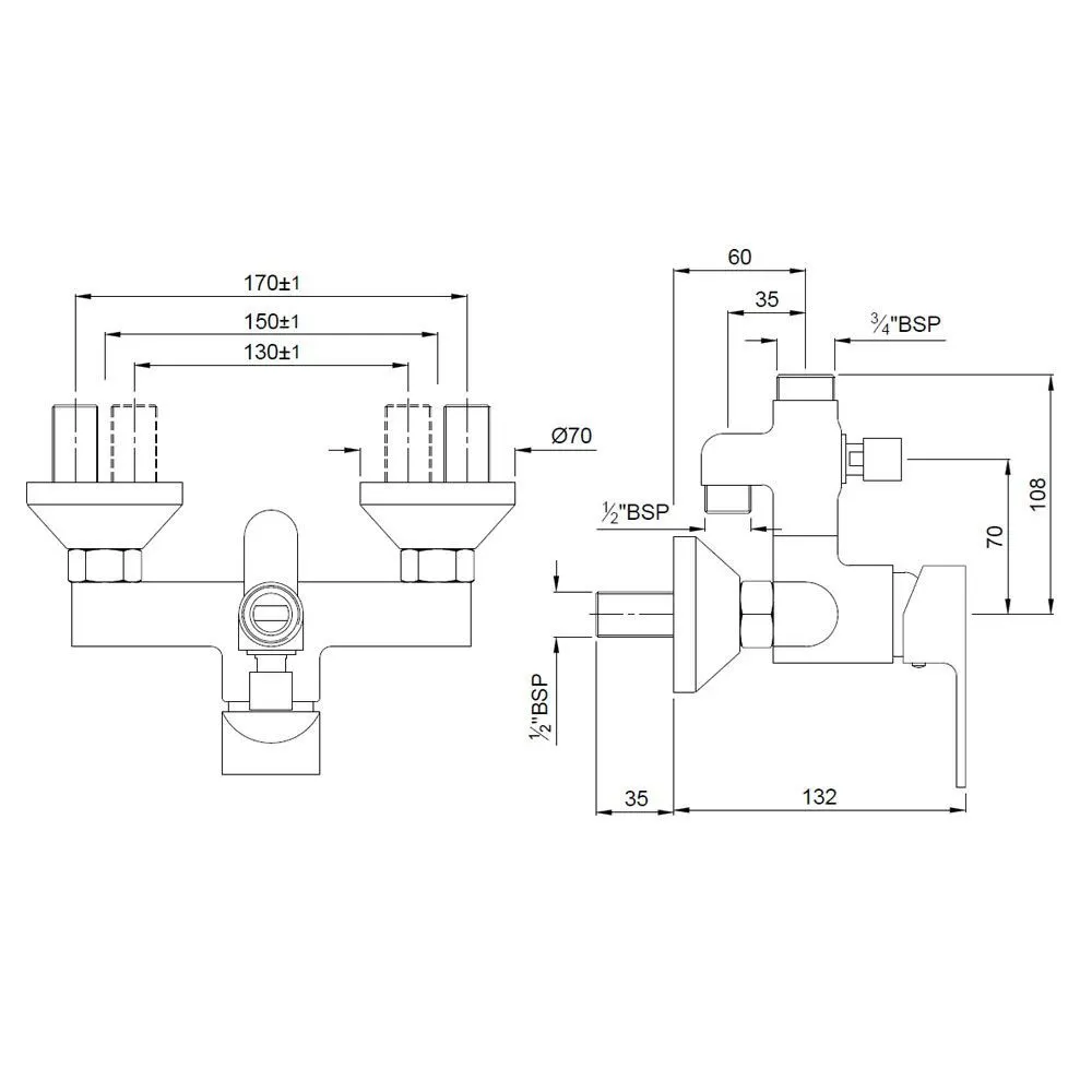 Jaquar 2 Way Exposed Wall Mixer with Hand Shower Connection and Flange Aria series ARI-CHR-39145 Chrome - image 2