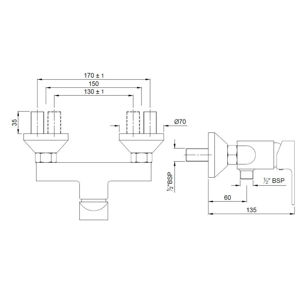 Jaquar 1 Way Exposed Wall Mixer for Hand Shower with Wall Flanges Aria series ARI-CHR-39149 Chrome - image 2