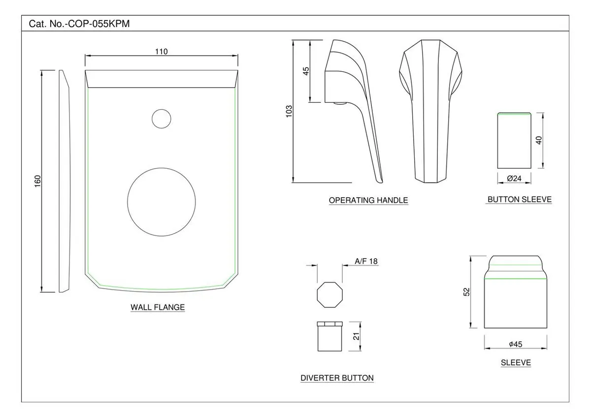 Jaquar 2 Way Diverter Exposed Parts Kit, Normal Flow Continental Prime series COP-CHR-055KPM Chrome - image 2