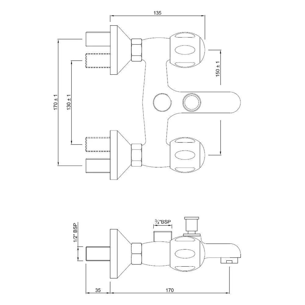 Jaquar Wall Mixer Clarion series CQT-CHR-23217UPR Chrome - image 2