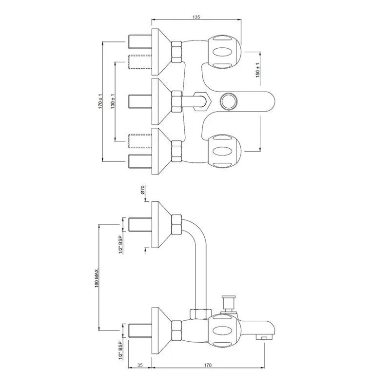 Jaquar Wall Mixer Clarion series CQT-CHR-23273UPR Chrome - image 2