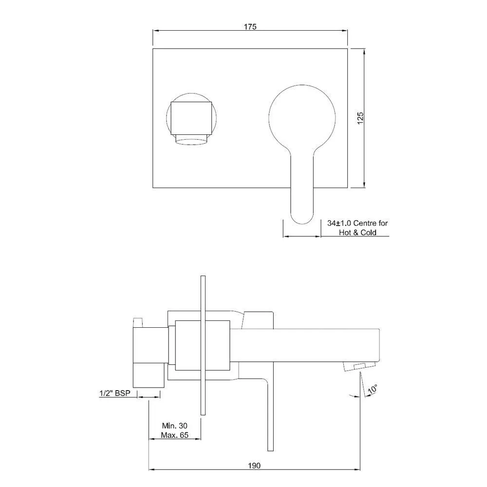 Jaquar 1 Way Diverter High Flow Concealed Bath Filler with Spout Fusion series FUS-CHR-29135 Chrome - image 2