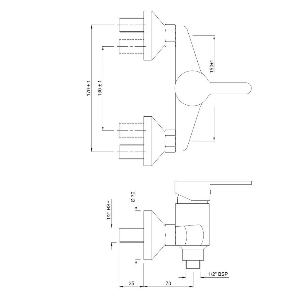 Jaquar 1 Way Exposed Wall Mixer for Hand Shower with Wall Flanges Fusion series FUS-CHR-29149 Chrome - image 2