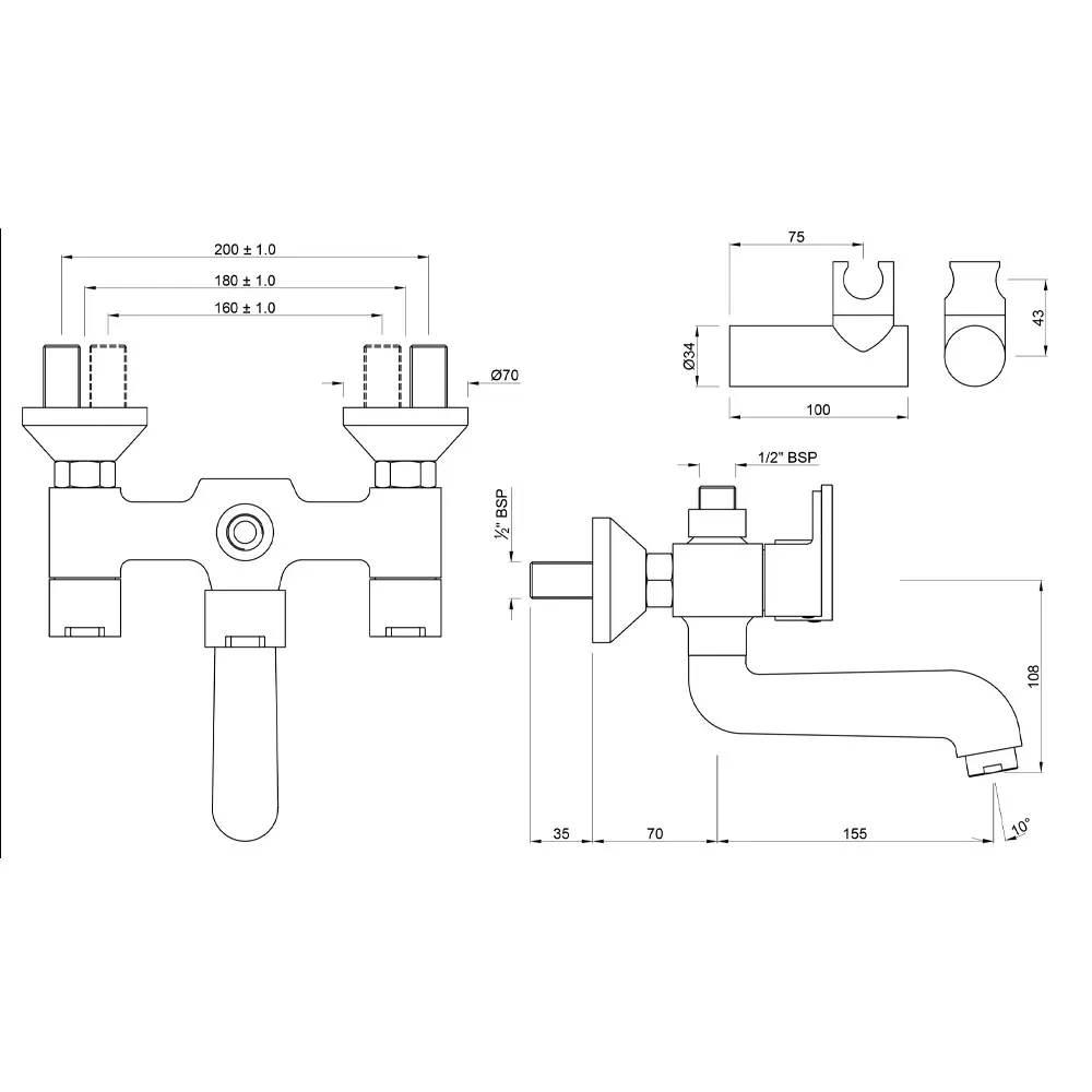 Jaquar Wall Mixer Fusion series FUS-CHR-29267 Chrome - image 2