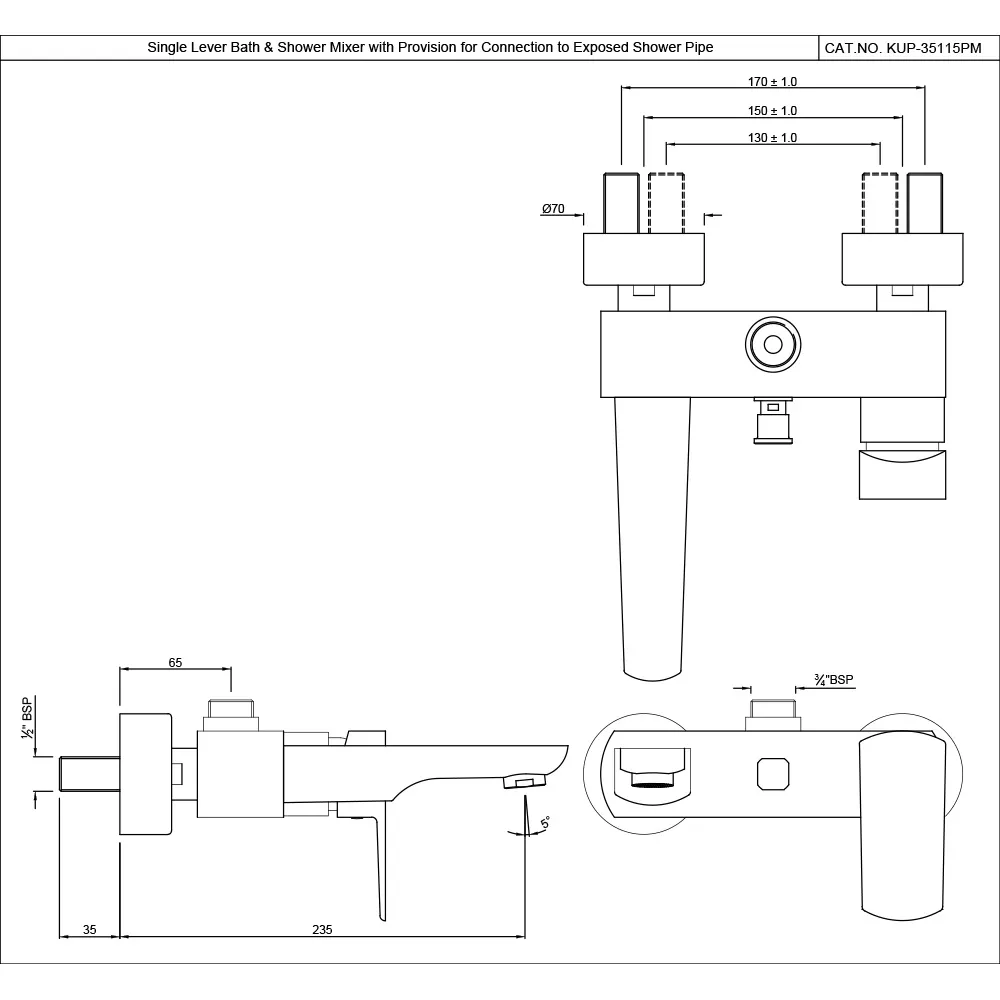 Jaquar Single Lever Wall Mixer Kubix Prime series KUP-BCH-35115PM Black Chrome - image 2