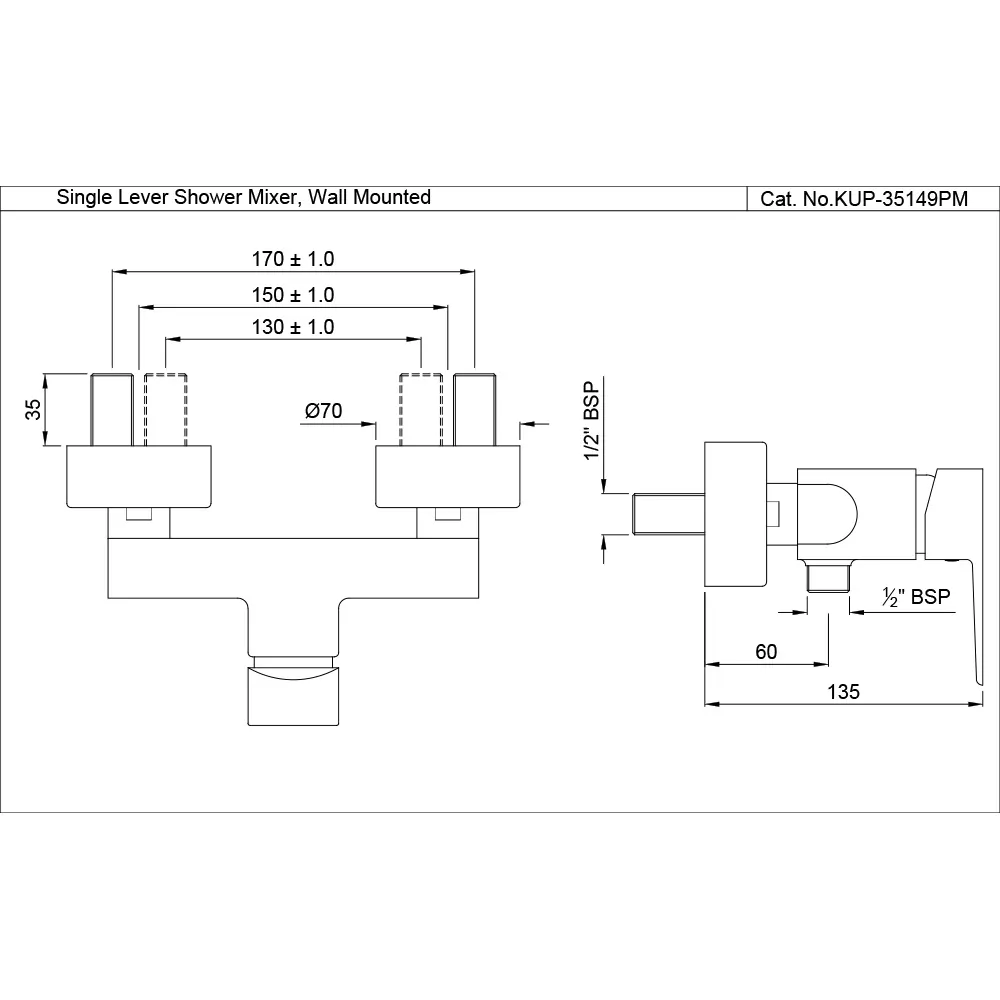 Jaquar 1 Way Exposed Wall Mixer for Hand Shower with Wall Flanges Kubix Prime series KUP-BLM-35149PM Black Matt - image 2