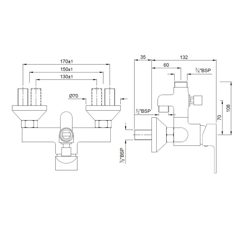 Jaquar 2 Way Single Lever Wall Mixer for Hand and Exposed Shower Lyric series LYR-CHR-38145 Chrome - image 2